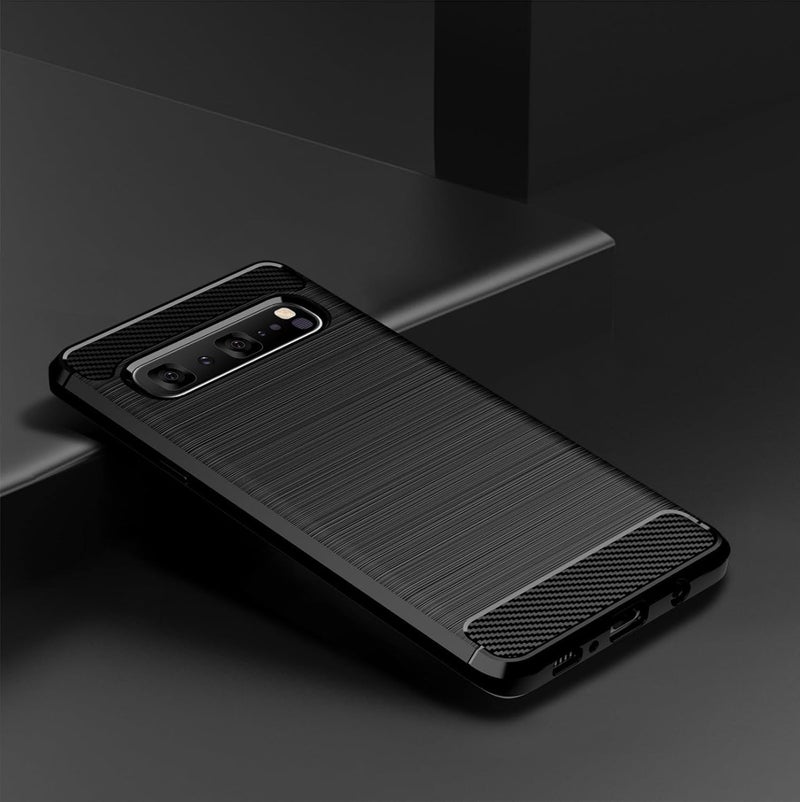 Aikcks for Samsung Galaxy S10 5G Phone case, Shockproof, Scratch Resistant Carbon Fiber Jacket, Soft TPU, for Galaxy S10 5G case (Black,) - Image 2